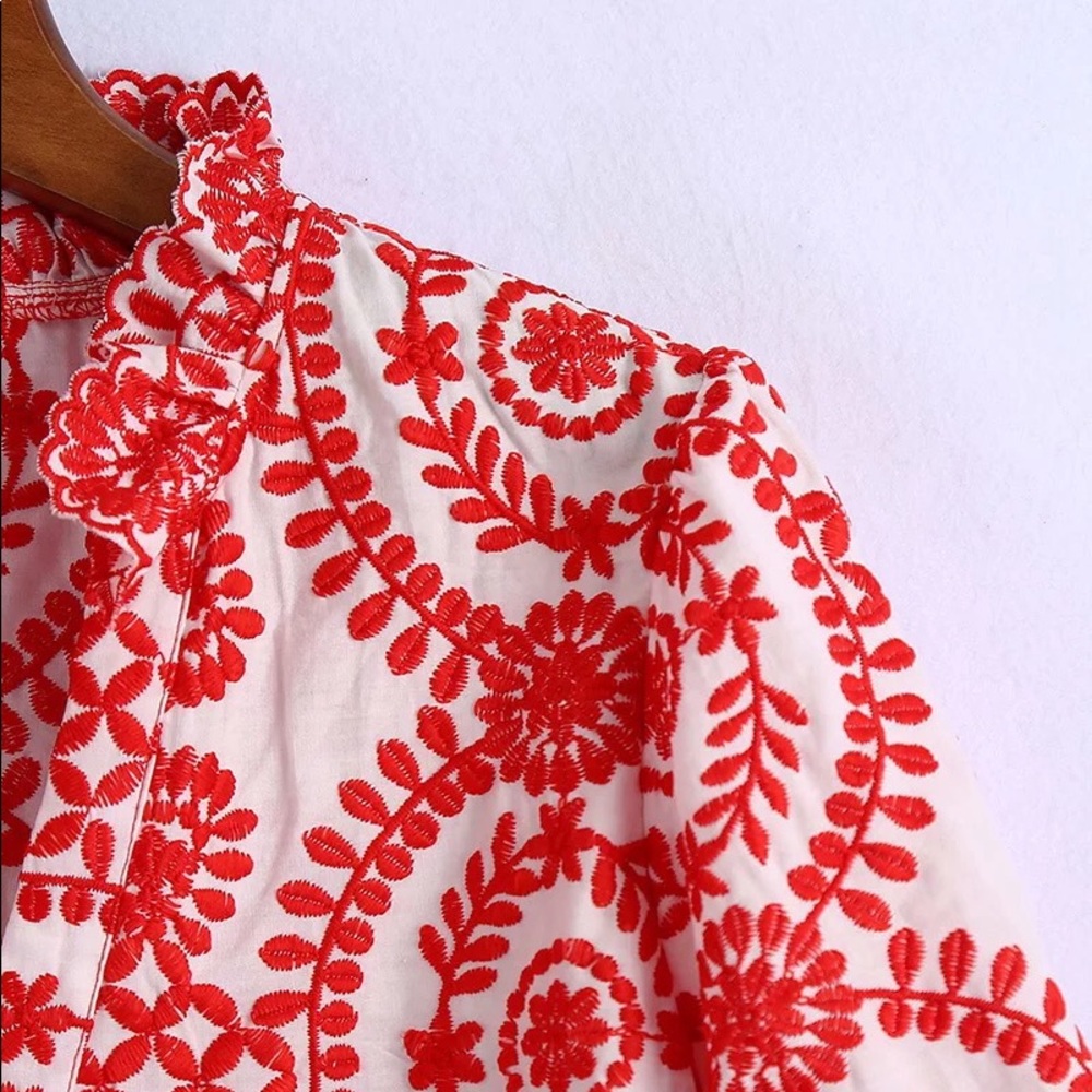 Embroidered Bohemian Floral Blouse - Picture 8 of 14